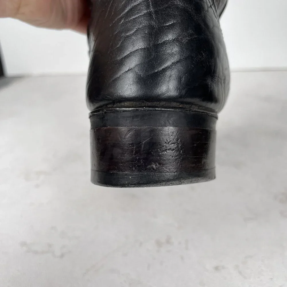 J Chisholm Bullhide‎ Leather Black Cowboy Boots Western Mens 8 D Vintage